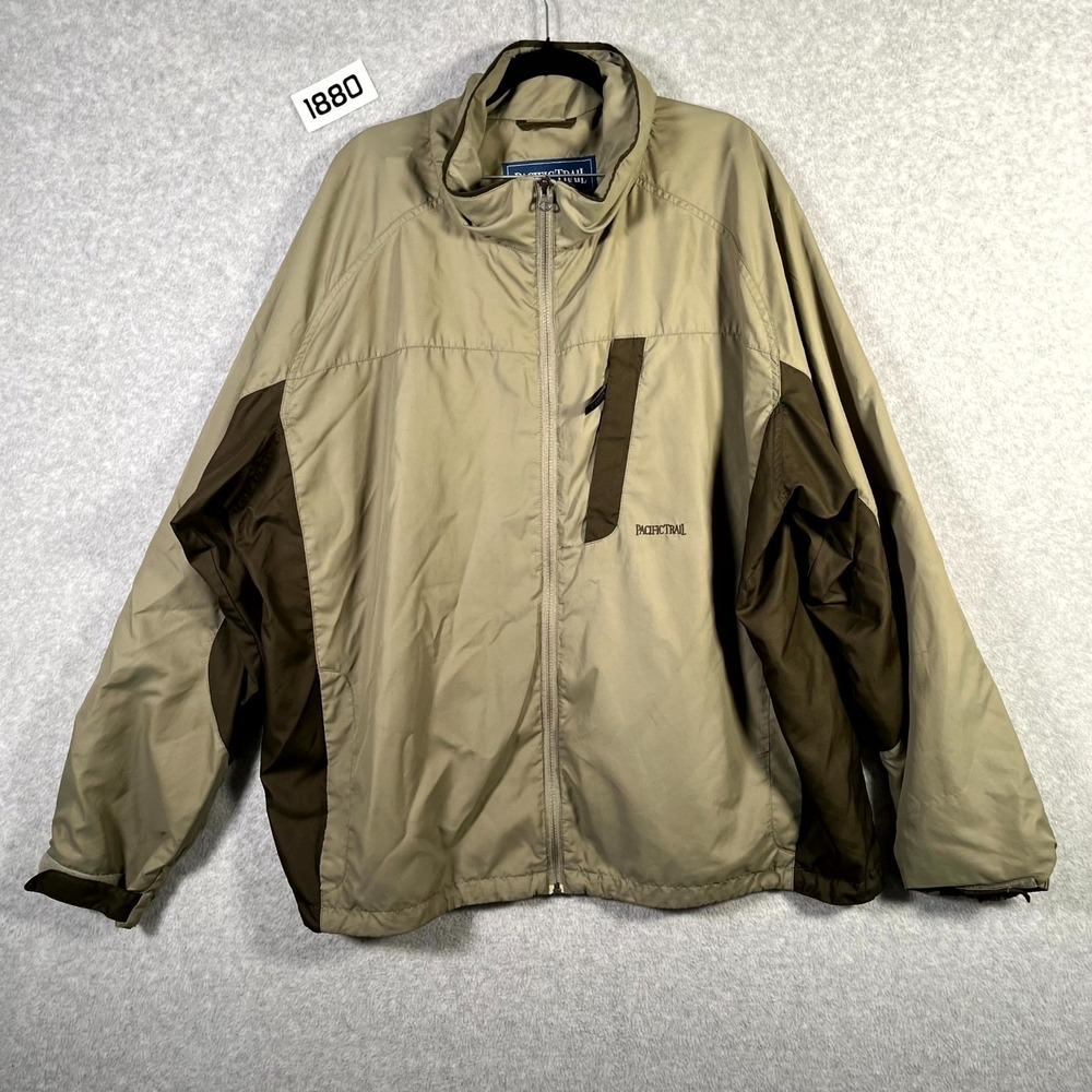 Pacific Trail Windbreaker Jacket Mens 2XL Brown Lined Raglan Sleeve Full Zip